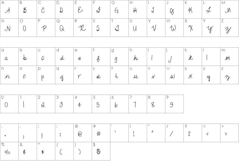 LD Fine Script 4 font character map preview