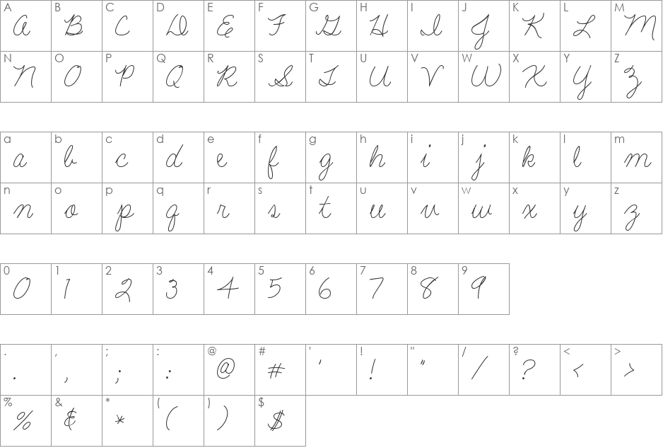 LD Fine Script 5 font character map preview