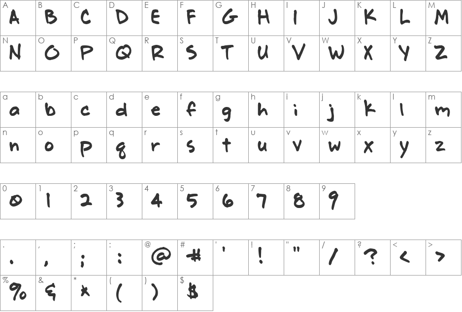 LD Note Pad font character map preview