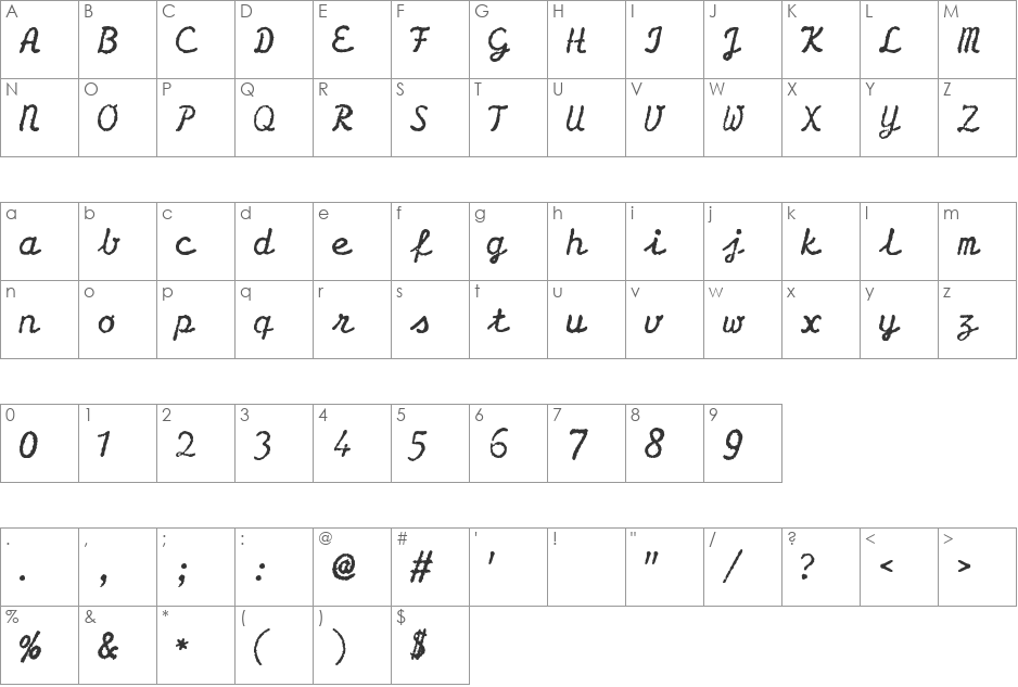 LD Olympia Portable font character map preview