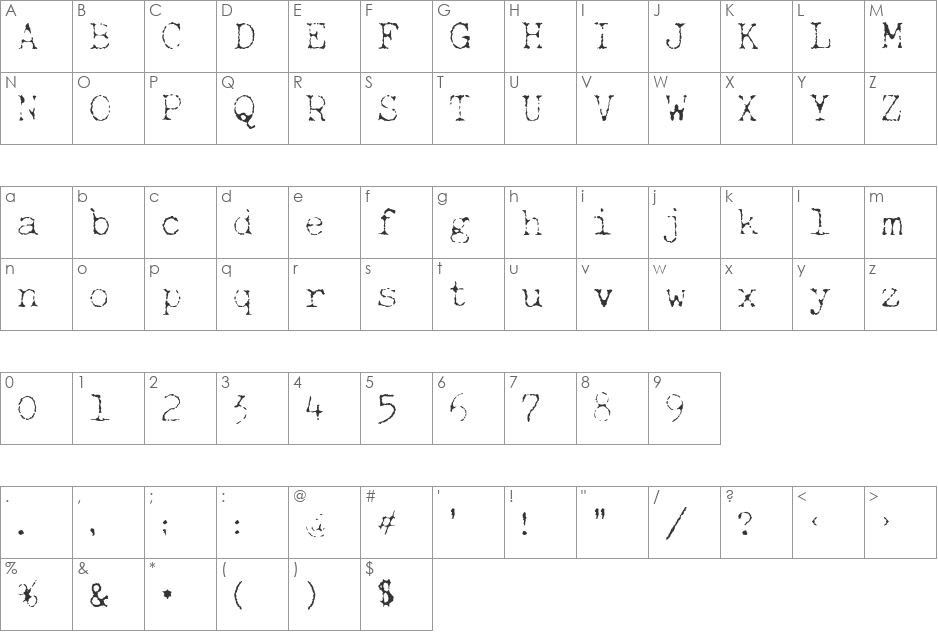 LD Olympia Standard font character map preview