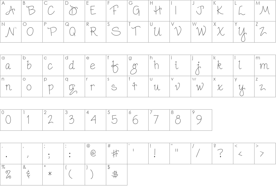 LD Pretty font character map preview