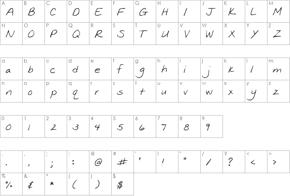 LD Print 12 font character map preview