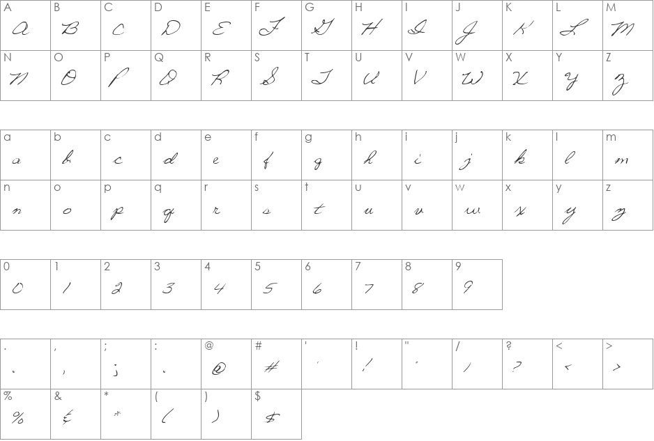 LD Script 3 font character map preview