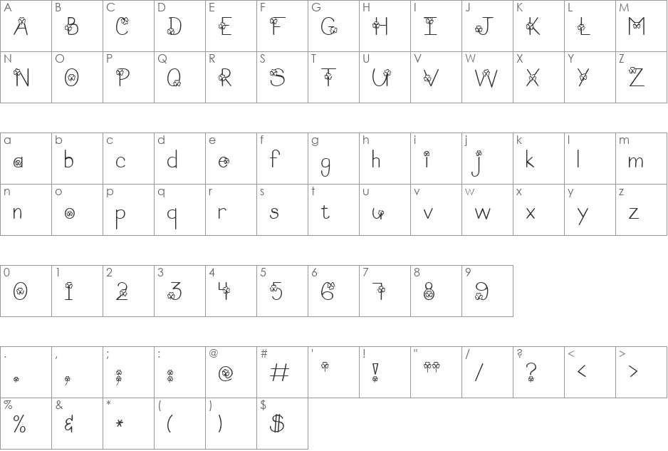 LD Shamrock font character map preview