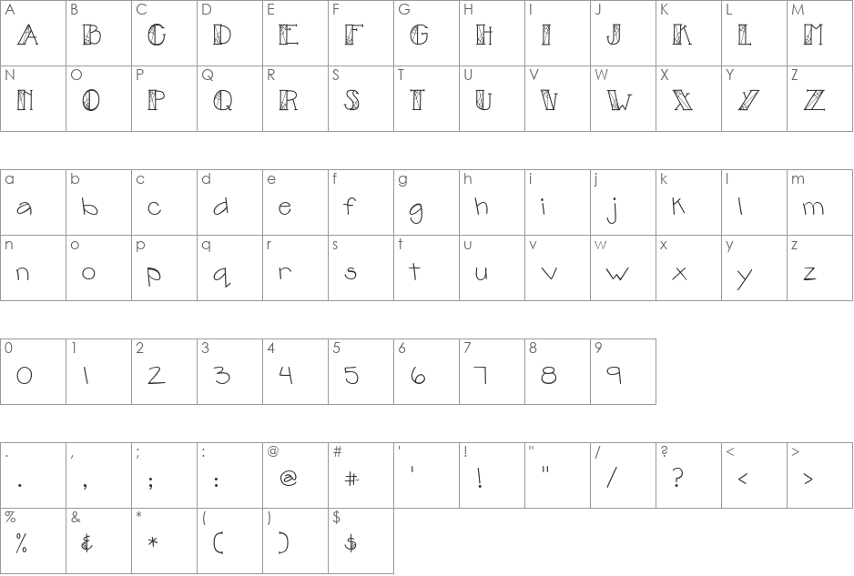 LD Web font character map preview