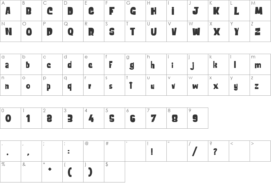 le Cachalot du Grand Nord font character map preview