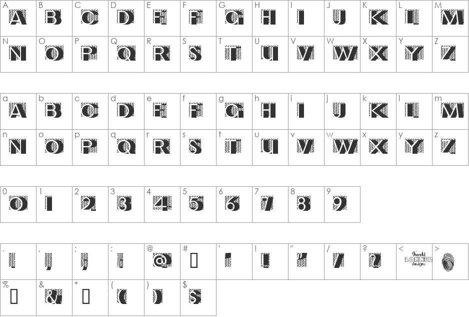 Le Film font character map preview