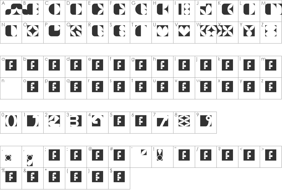 Leaf font character map preview