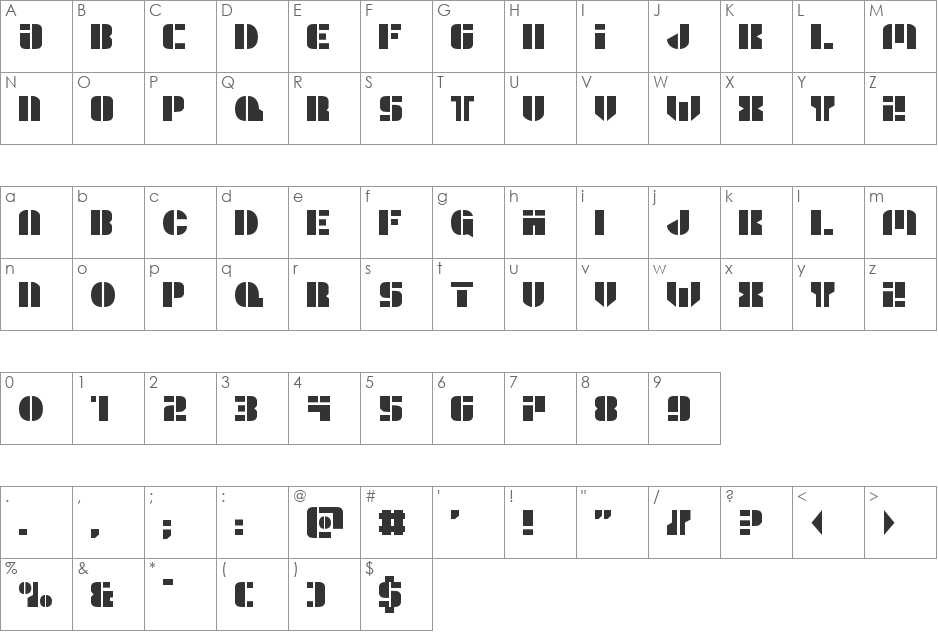 League Wars Leftalic font character map preview