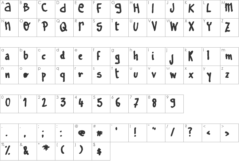 Learn To Spell font character map preview