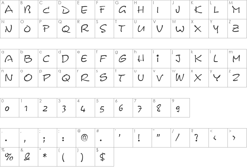 Leasterix-Regular font character map preview
