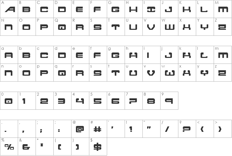 Atlantia font character map preview