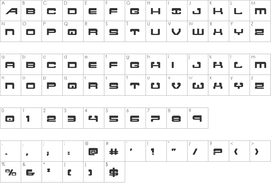 Atlantia font character map preview
