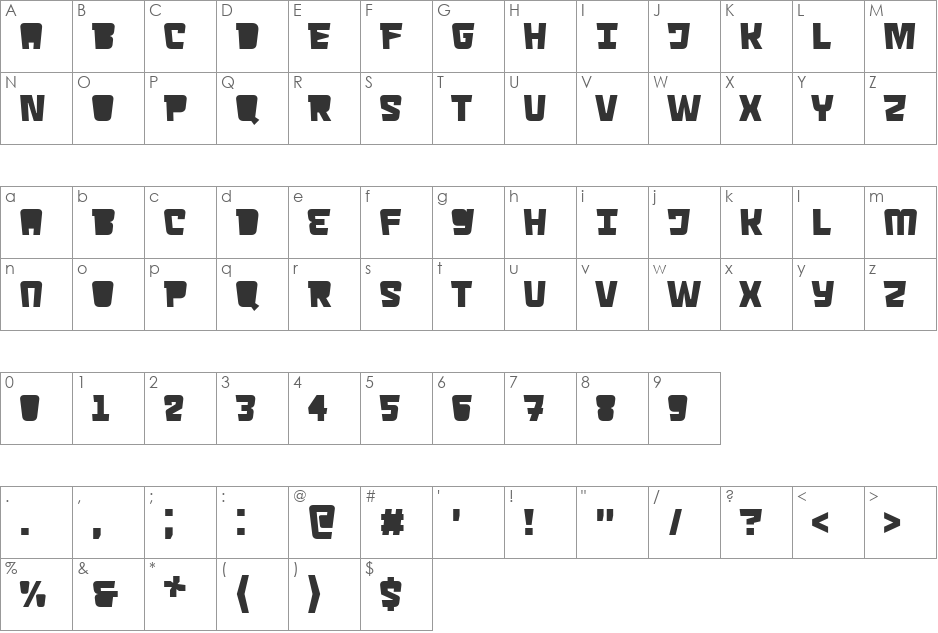 LECO 1983 font character map preview