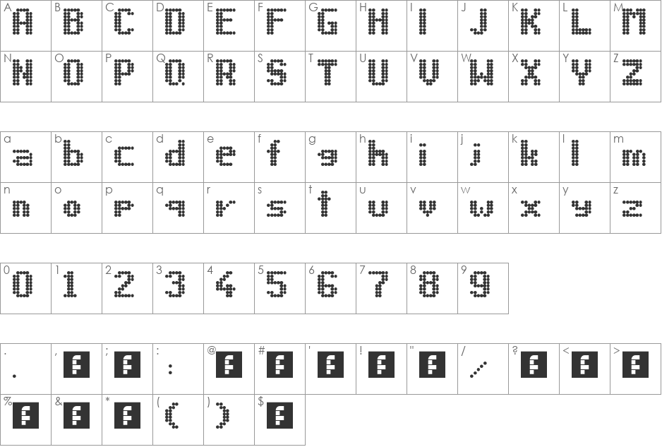 Led 8x6 font character map preview