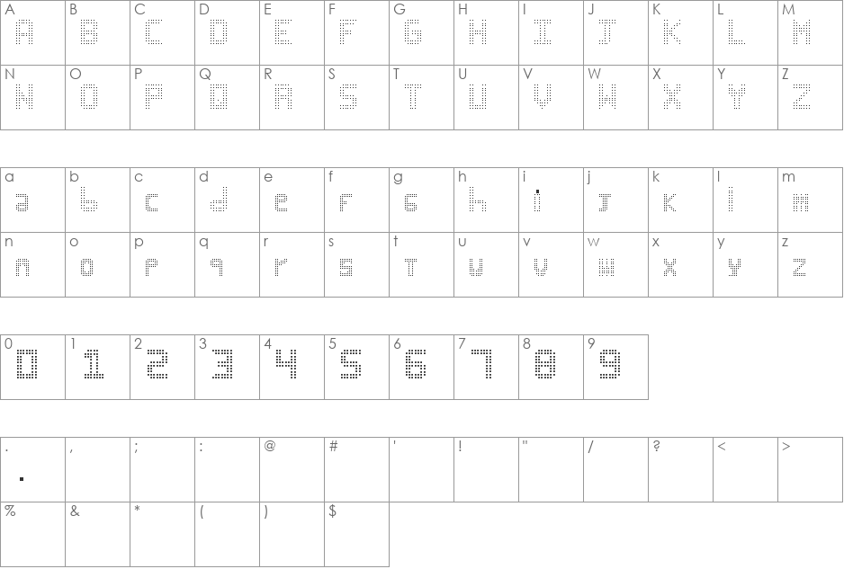 Led Bus font character map preview