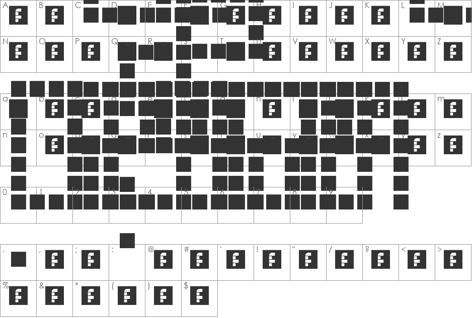 LEd SCrEEn font character map preview