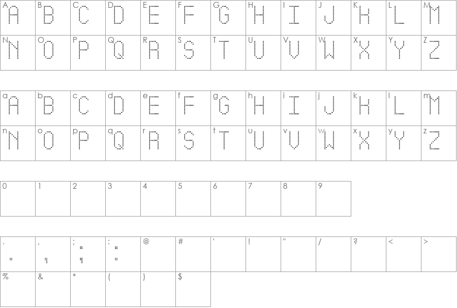 Led Simple St font character map preview