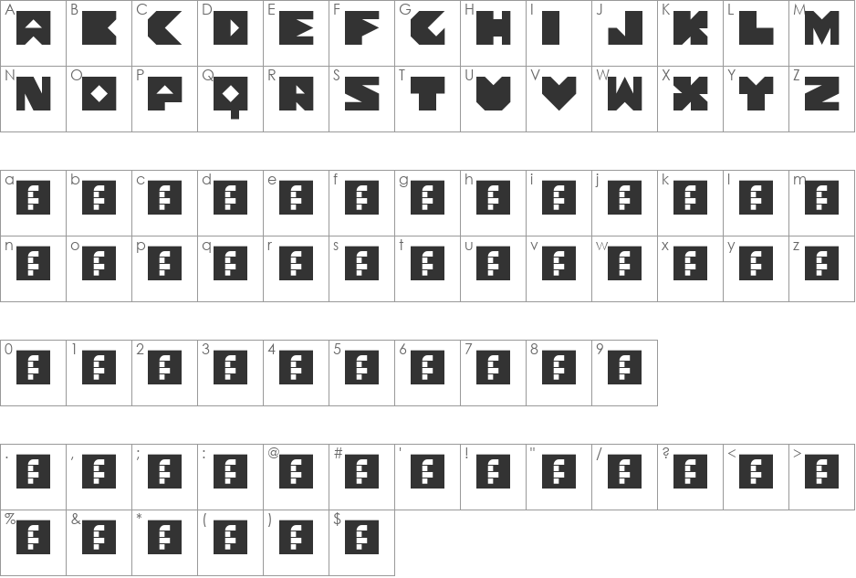 Ledders font character map preview