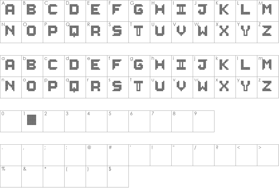 leders St font character map preview