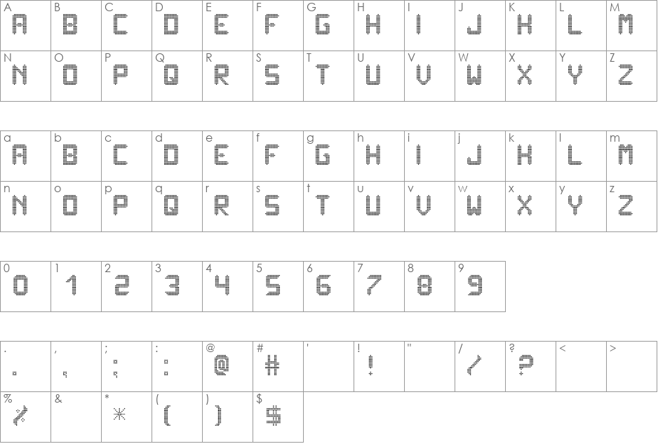 ledisplayx tfb font character map preview