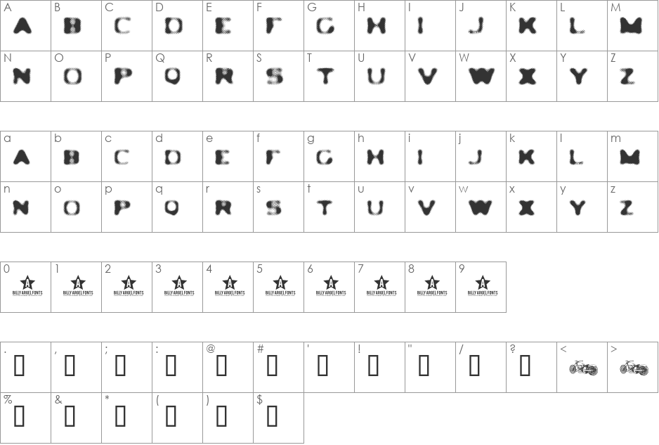 LEDLIGHT font character map preview