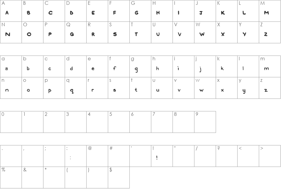 Lednar font character map preview