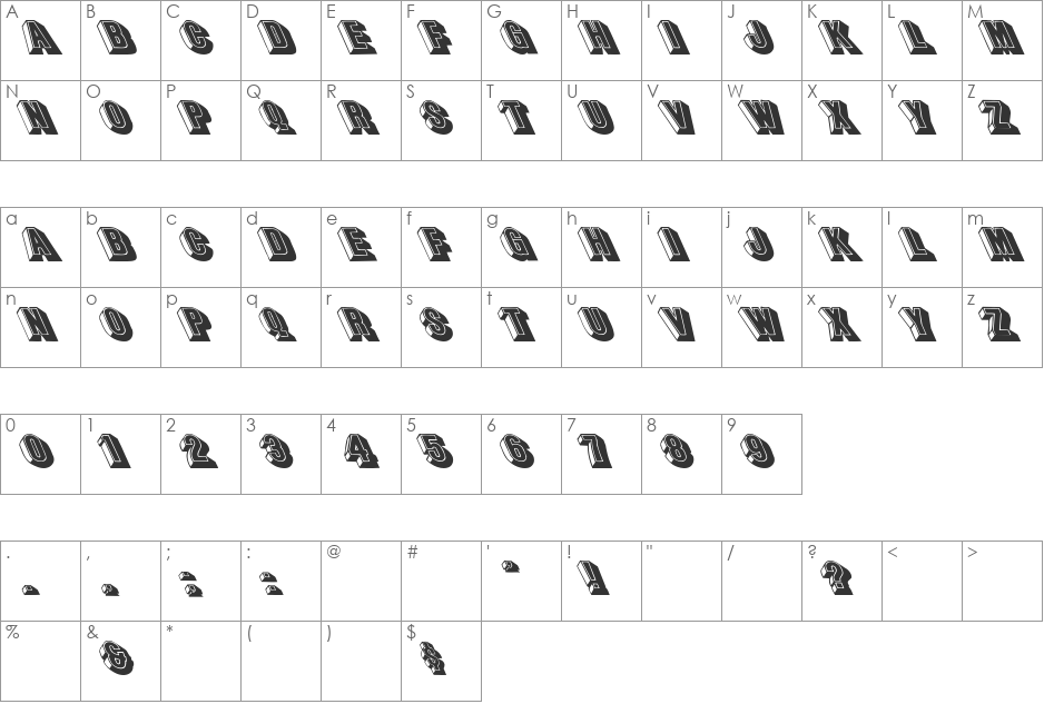 Lee CapsLeftie font character map preview