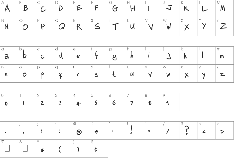 Lee Hodges font character map preview