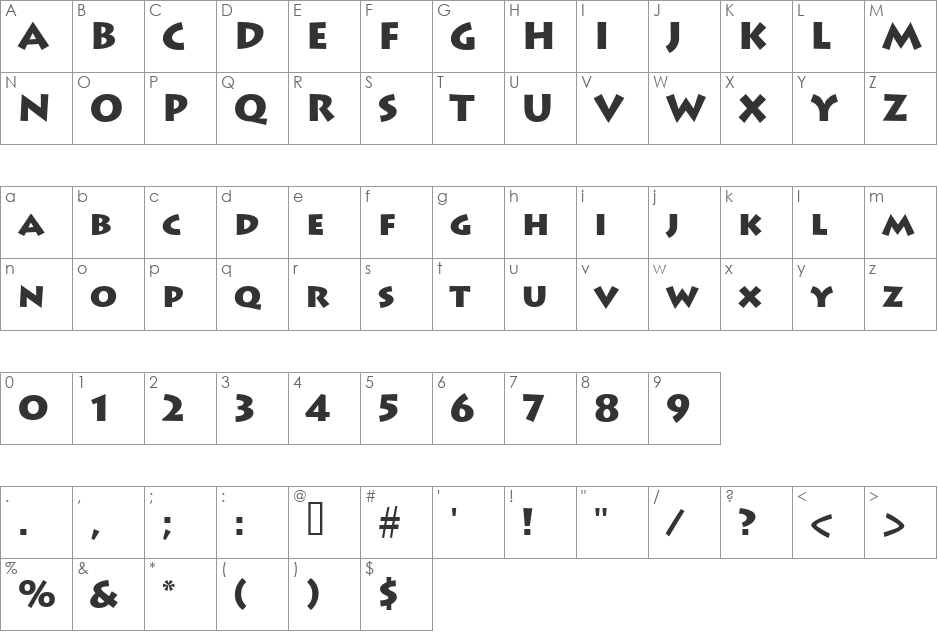 LeeToscanini9 font character map preview