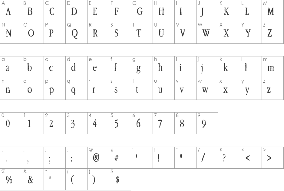 Lefferts Corners  2 font character map preview