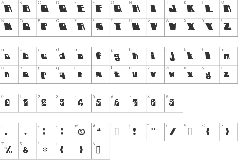 LEFt font character map preview