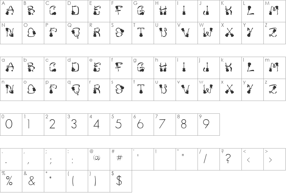 Left Hook font character map preview
