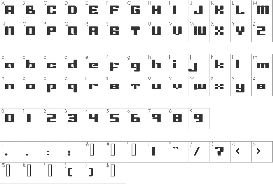 LeftOvers II font character map preview