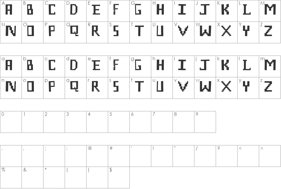Lego Maniac font character map preview