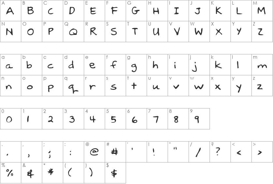 LEHN037 font character map preview