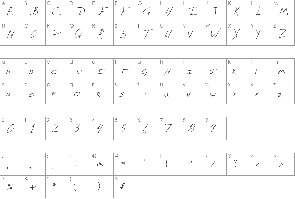 LEHN042 font character map preview