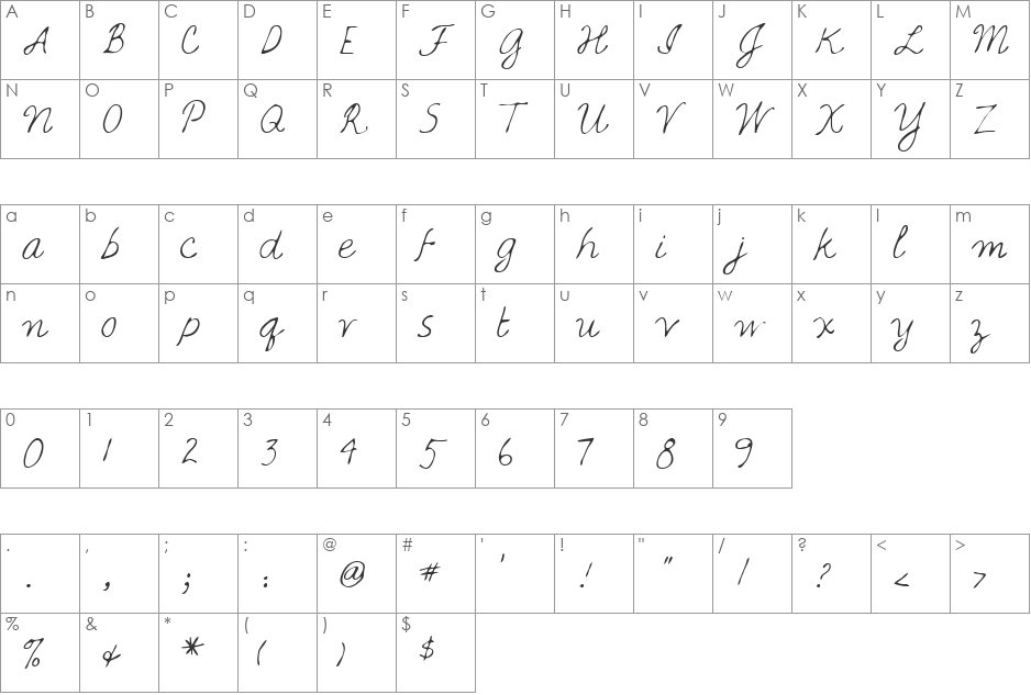 LEHN067 font character map preview