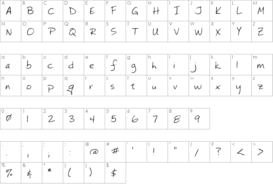 LEHN073 font character map preview