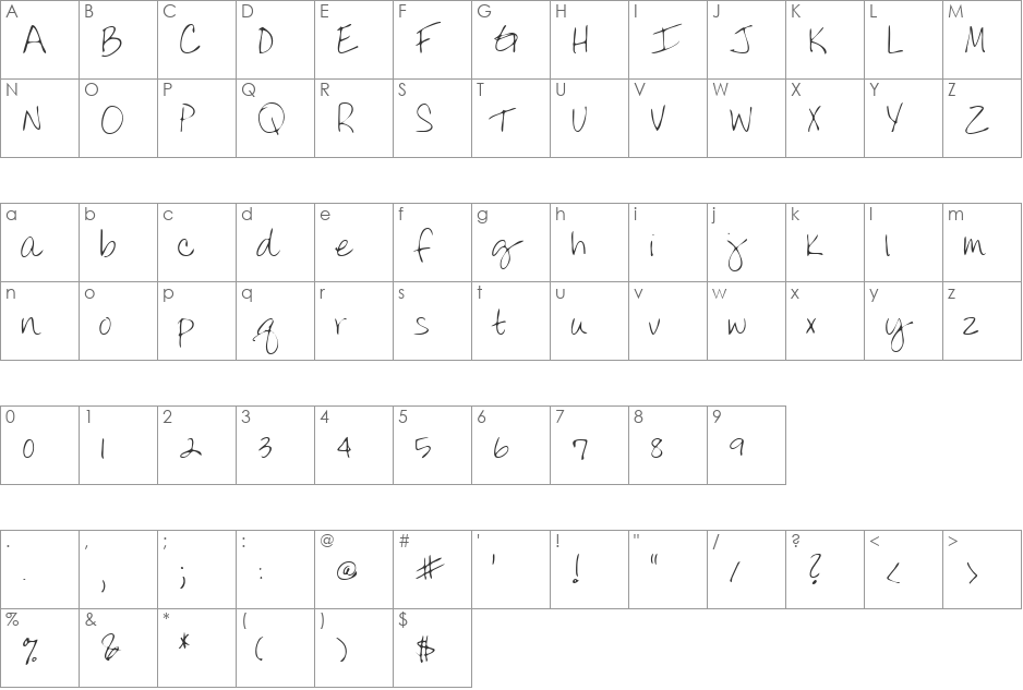 LEHN075 font character map preview