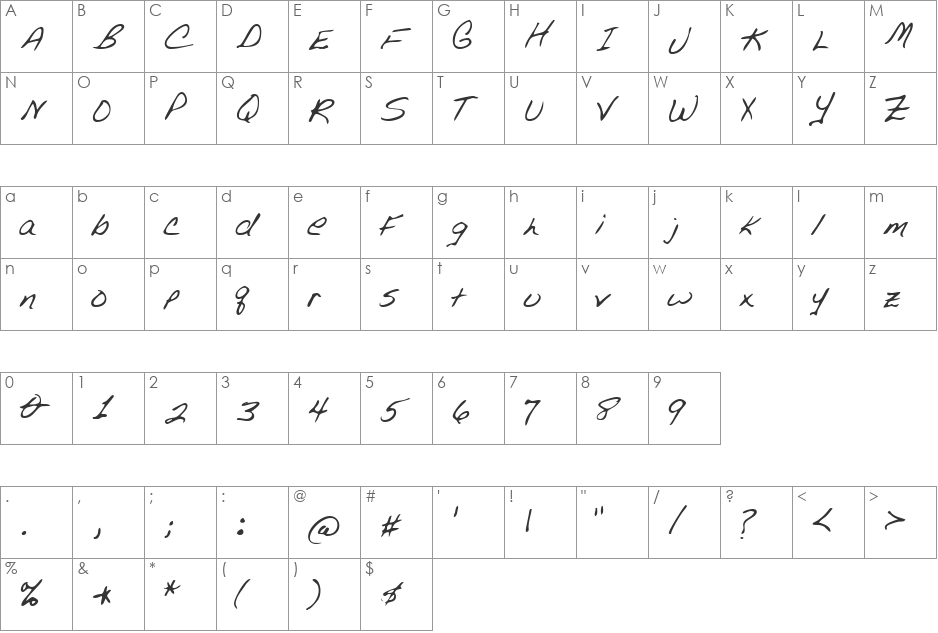 LEHN076 font character map preview