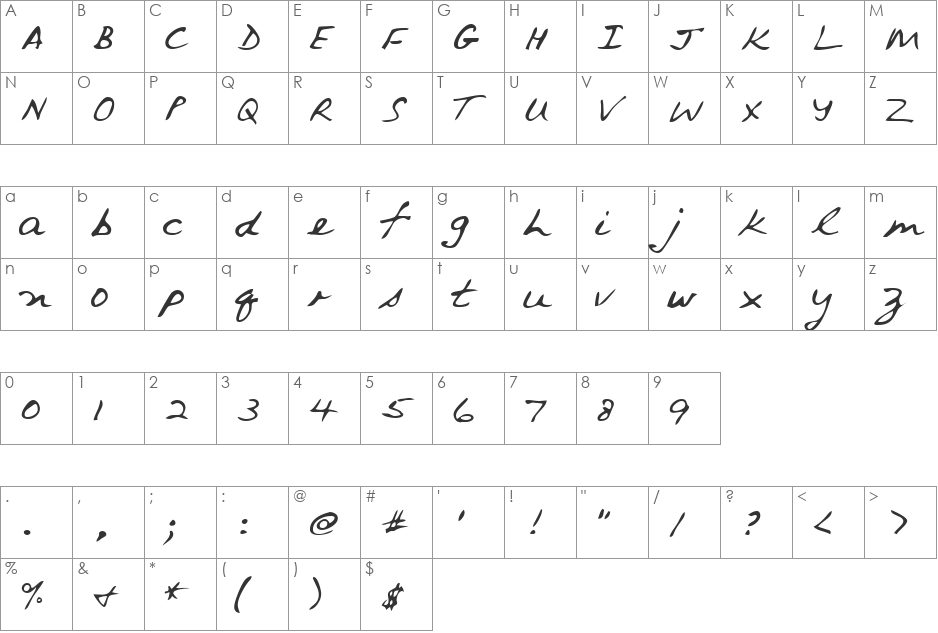 LEHN079 font character map preview