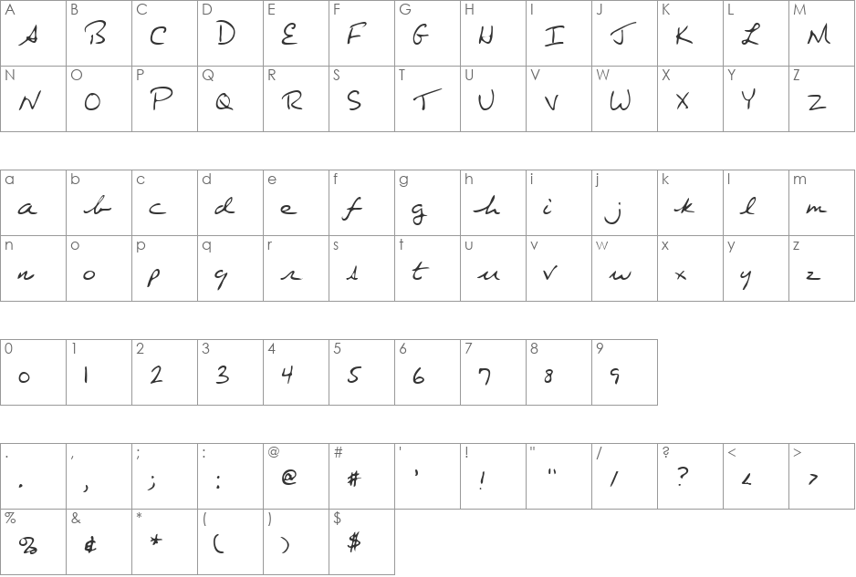 LEHN080 font character map preview