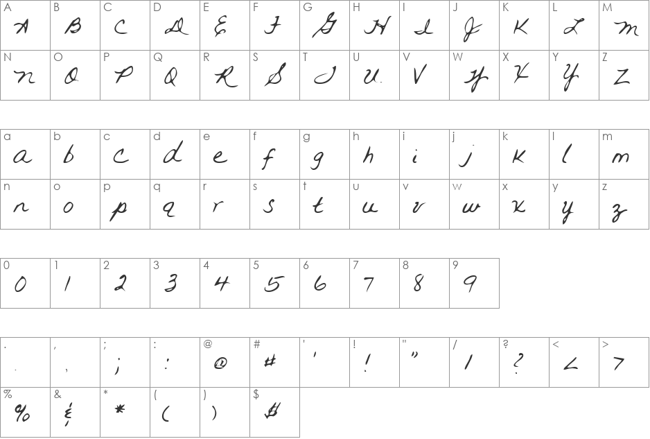LEHN093 font character map preview