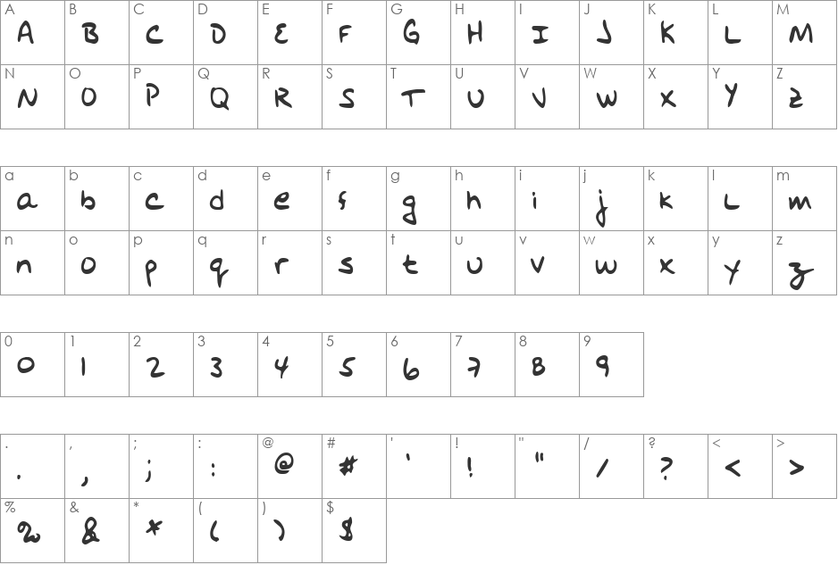 LEHN131 font character map preview