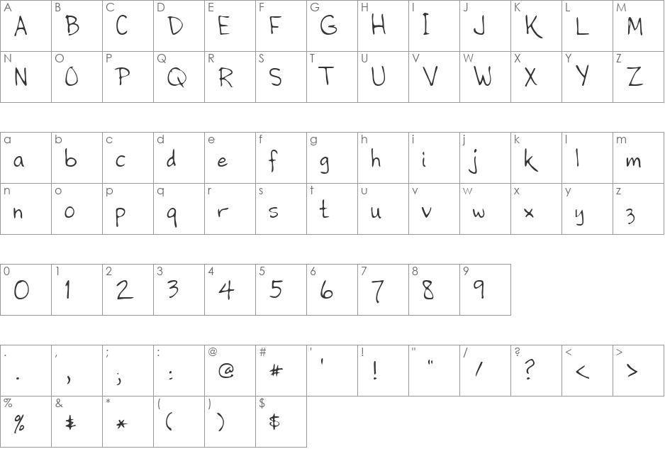 LEHN195 font character map preview