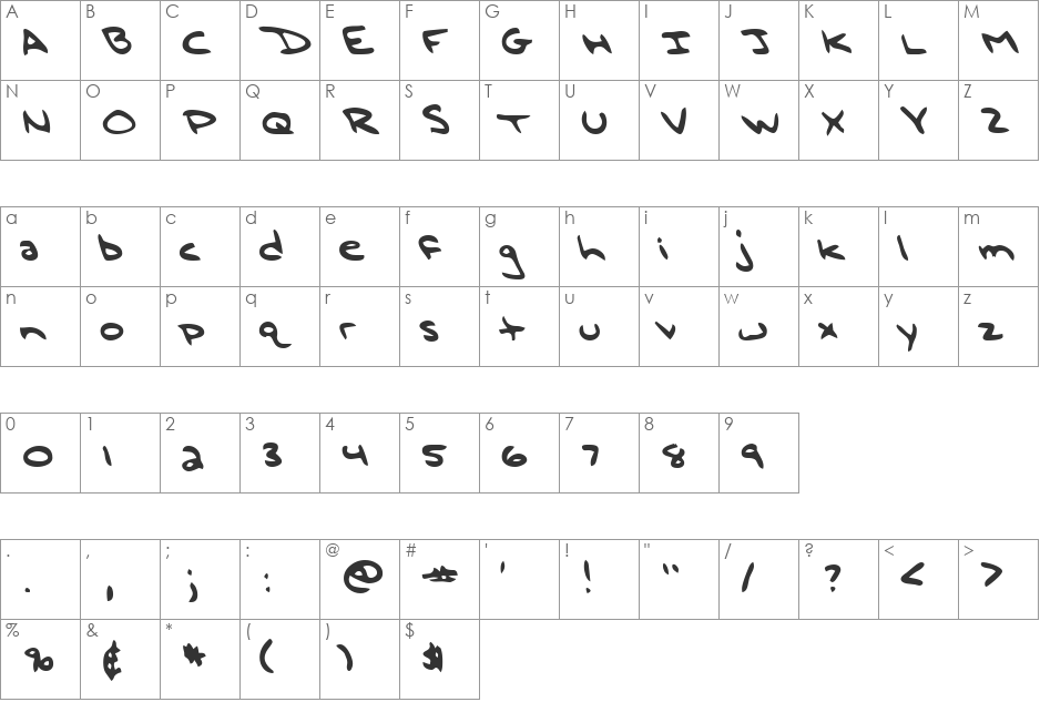 LEHN196 font character map preview