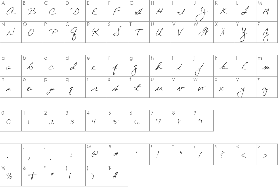 LEHN197 font character map preview