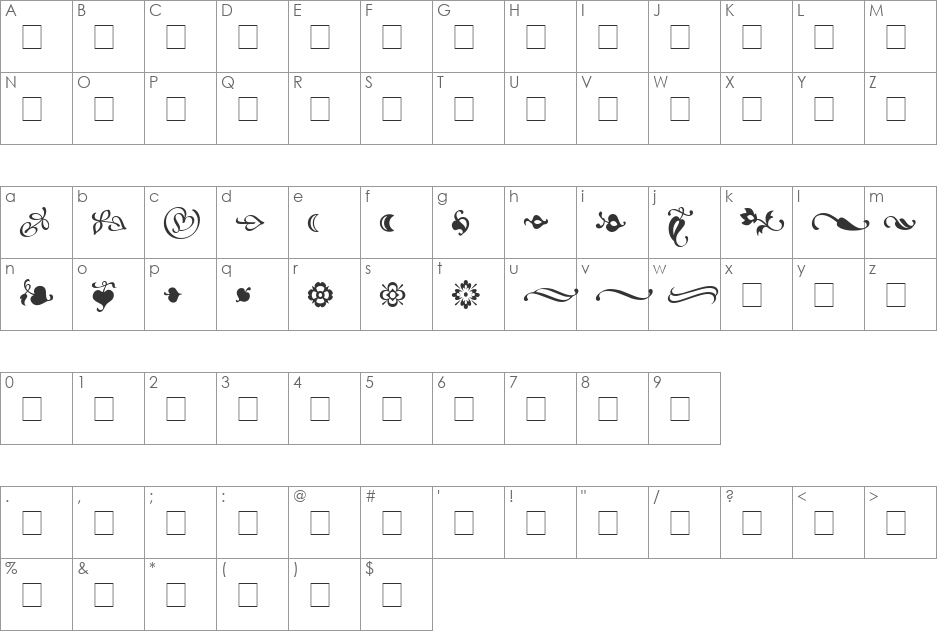 Atlantix Ornaments SSi font character map preview